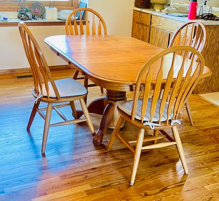 Solid Oak Wood Dining Table With 4 Chairs
