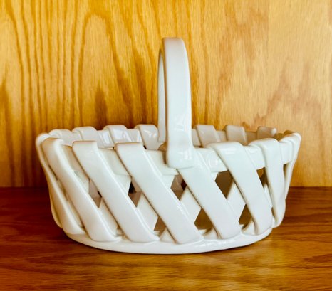 Vintage Italian Woven Porcelain Basket