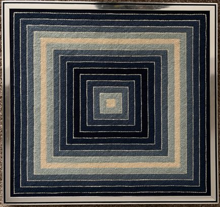 Geometric Retro Tapestry Wall Art - Blue Square Pattern