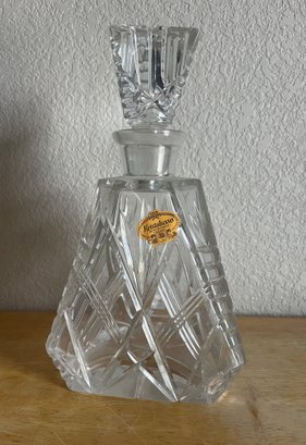 Kristaluxus Lead Crystal Decanter With Stopper, Triangular Shape