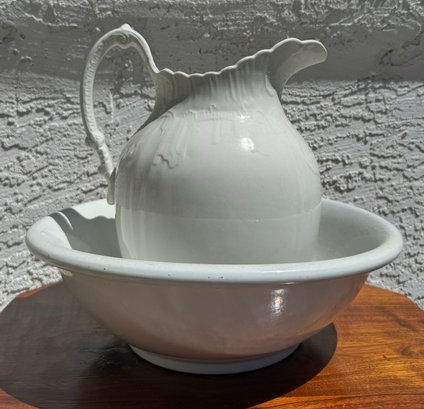 Vintage Ironstone China Water Pitcher And Basin
