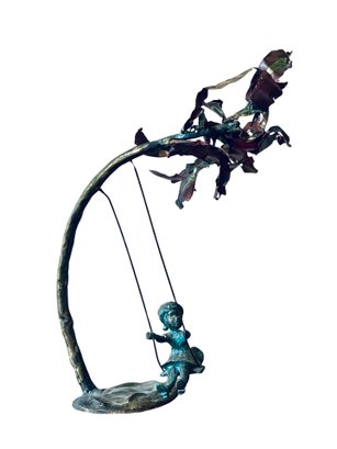 Malcolm Moran Bronze Sculpture Of Young Girl Swinging