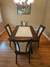 Beautiful Cherry Wood Dining Table W Faux Marble Inlay, With Matching Leather And Wood Chairs Made In Vietnam