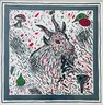 Listed Artist Italo Scanga 1981 Original Silkscreen Abstract Animal Art Of Goat On Cloth Framed