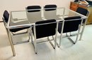 Cosco Mid Century Household Tubular Metal Chrome Dining Room Table And Chairs Authentic With Cosco Sticker