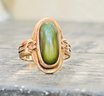 14kt Gold And Jade Ring Size 6.5- 5.2 Grams