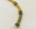 14kt Gold Mesh Bracelet With Turquoise Like Stones- 34.6 Grams TW
