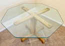 Glass And Wood Octagonal Table