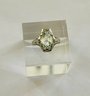 14 Kt White Gold Ring With Lab Created Stone Size 6- 2.6 Grams TW