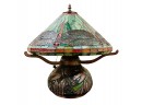 Tiffany Style Dragonfly And Bronze Base Stained Glass Table Lamp