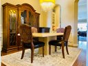 Modern Travertine Top And Base Dining Table  With Leather Chairs