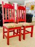 Pair Of Vintage Red Wooden Chairs 1 Of 3