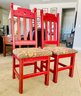 Pair Of Vintage Red Wooden Chairs 3 Of 3