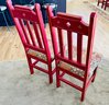 Pair Of Vintage Red Wooden Chairs 3 Of 3