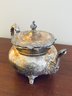 Silver Plate Teapot And Glass Biscuit Barrel