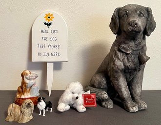 Collection Of Dogs Including Ceramic Outdoor Statue, Plaque And More