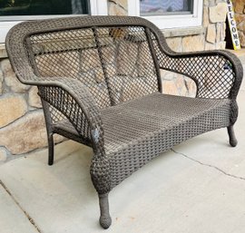 Large Brown Wicker Outdoor Couch