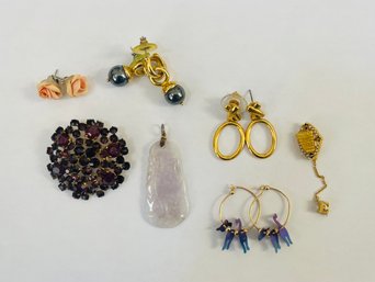 Assorted Lot Of Earrings Including A Pendant And Pin