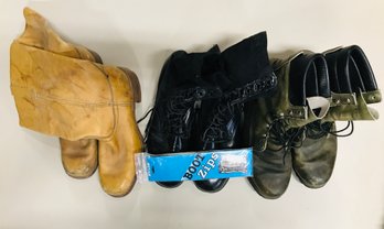 Lot Of Size 13 3 Boot Pairs Including Browning And More, And Boot Zips