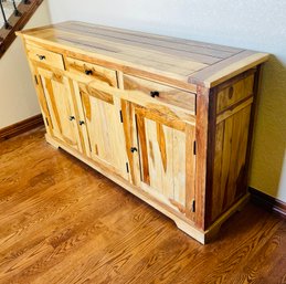 Rustic Natural Solid Cabin Wood Sideboard