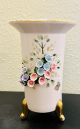 Mid Century 1950s Pink Butterfly Cylinder Vase