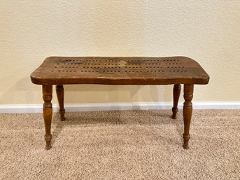 Vintage Wood Cribbage Board Table Stool Bench Chair BIG Large Peg Rustic Game