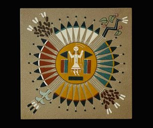 Navajo Sand Painting By Storm Sun And Eagle