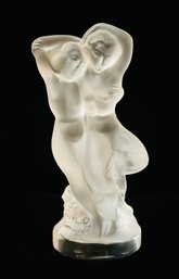 Vintage Lalique France Frosted Crystal ' Pan And Diane ' Sculpture