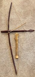 Antique Primitive Crossbow With Arrows