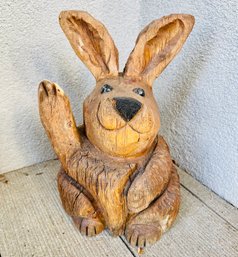 Bunny Wood Carved Sculpture From Plain Folk Carving Company  Haxtun Colorado