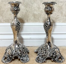 Lot Of 2 Silverplate Candleholders