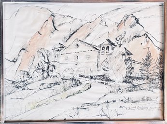 Beautiful Flatirons Drawing, Signed In Bottom Corner