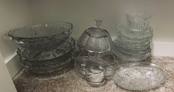 Variety Of Glass Serving Platters, Bowls, And Dishes