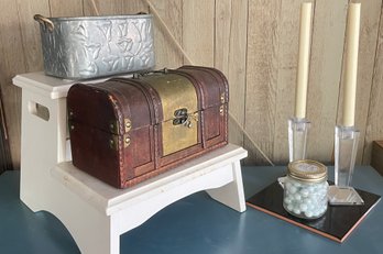 Bundle Of Home Decor Including A Small Stool