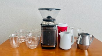 Collection Of Coffee Mugs And Cuisinart Coffee Grinder