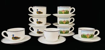 9 Villeroy And Boch Vitro Porcelain Cups And Saucers