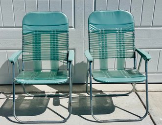 Pair Of Vintage 80s Aluminum Jelly Lounge Lawn Chairs