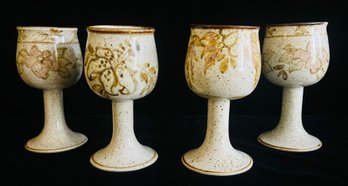4 Heavy Stoneware Goblets