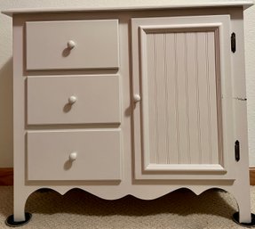 Cute Small White Cabinet, 3 Drawers And Door