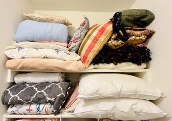 Lot Of Blankets, Pillows, And Bed Linens