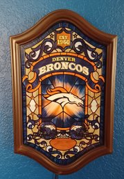Cool Bradford Exchange Denver Broncos Illuminated Stained Glass Wall Hanging