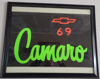 Large Framed Art Of 69 Chevy Camaro Symbol