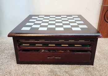 Wooden Game Storage Box With Lots Of Board/card Games!