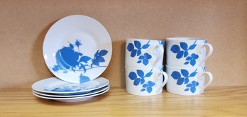 Rosanna Roses And Blue Set Of Tea Cups And Saucers