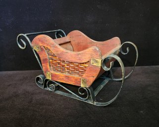 Wooden And Metal Sleigh Decor