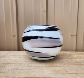 Murano Hand Blown Art Glass Round Vase