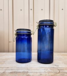 Sealable Blue Glass Jars