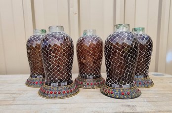 Rainbow Mosaic Tiled Hurricane CandleLamp Shades