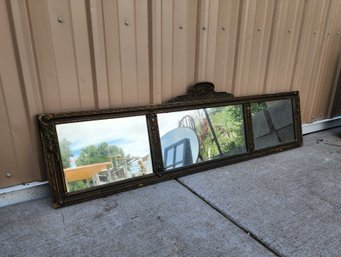 Antique Buffet 3 Panel Wood Gesso Ornate Mirror