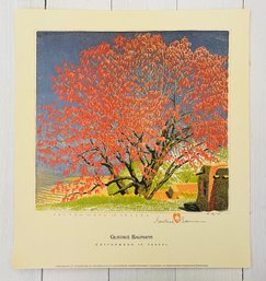 'Cottonwood In Tassel' Color Woodcut Print  By Gustave Baumann Reproduction Signature